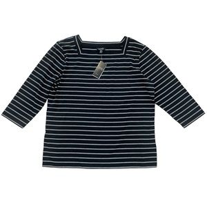 Lauren Ralph Lauren Black Label Square Neck Stripe Top